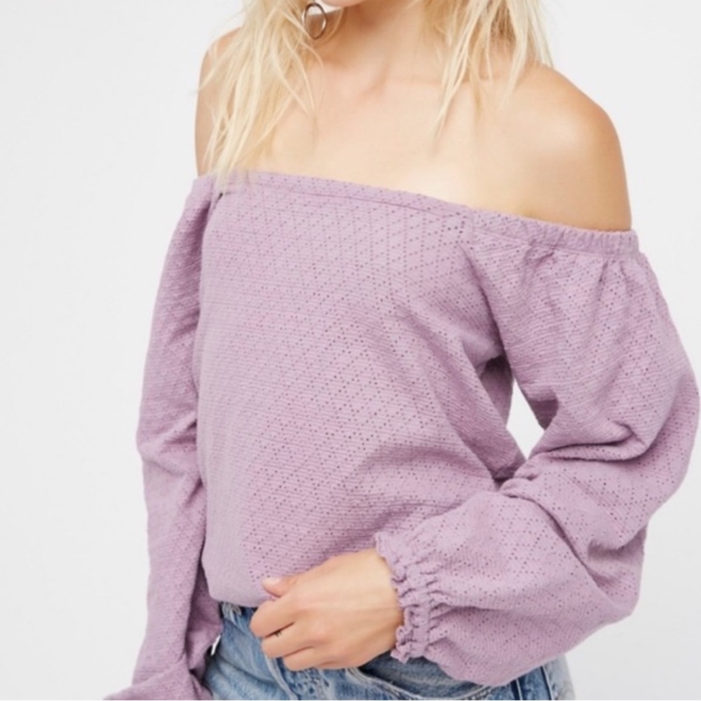 Free People Lilac Bardot Wellington Top - Picture 2 of 9